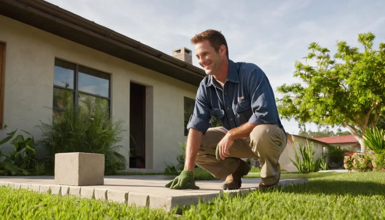 A friendly pest control provider talking with a homeowner at the front door of a block home in the Tarpon Springs area